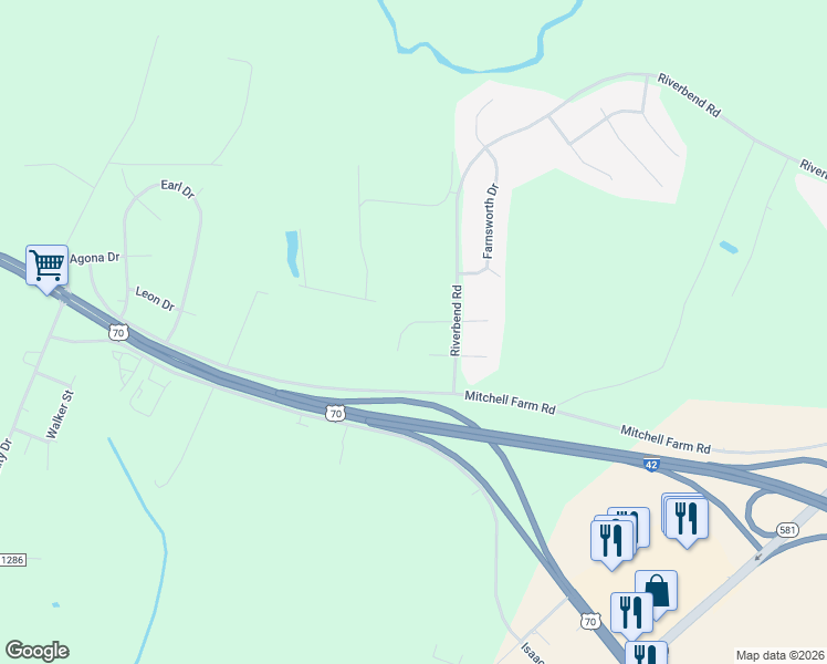 map of restaurants, bars, coffee shops, grocery stores, and more near 108 Askew Place in Goldsboro