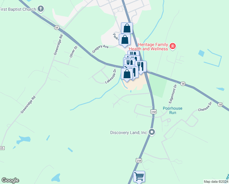 map of restaurants, bars, coffee shops, grocery stores, and more near 1104 Hart Circle in Snow Hill