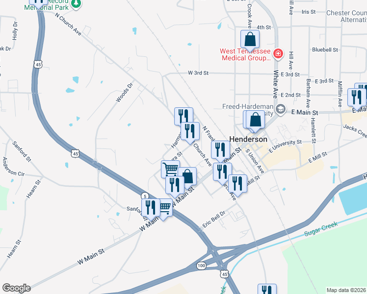 map of restaurants, bars, coffee shops, grocery stores, and more near 210 North Carolina Avenue in Henderson