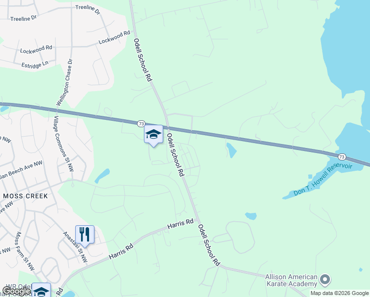 map of restaurants, bars, coffee shops, grocery stores, and more near 8741 Davidson Highway in Concord