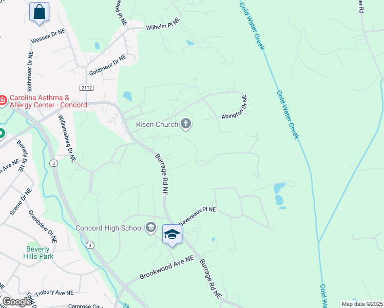 map of restaurants, bars, coffee shops, grocery stores, and more near 732 Williamsburg Court Northeast in Concord