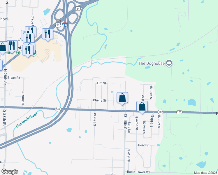 map of restaurants, bars, coffee shops, grocery stores, and more near 206 North 37th Street in Van Buren