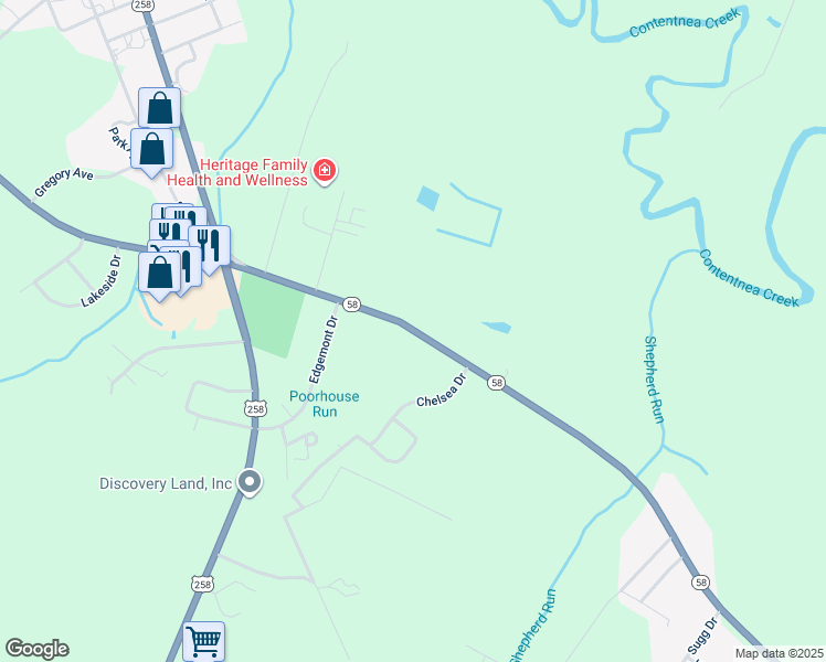 map of restaurants, bars, coffee shops, grocery stores, and more near 1141 Kingold Boulevard in Snow Hill