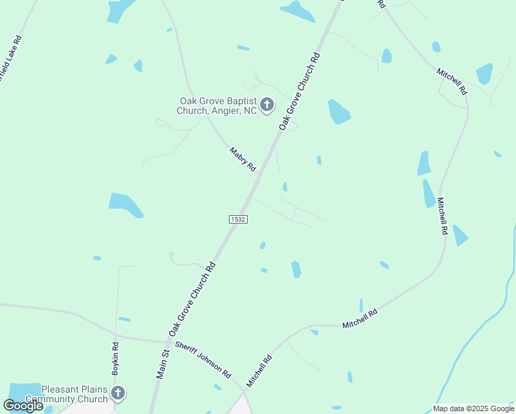 map of restaurants, bars, coffee shops, grocery stores, and more near 560 Oak Grove Church Road in Angier