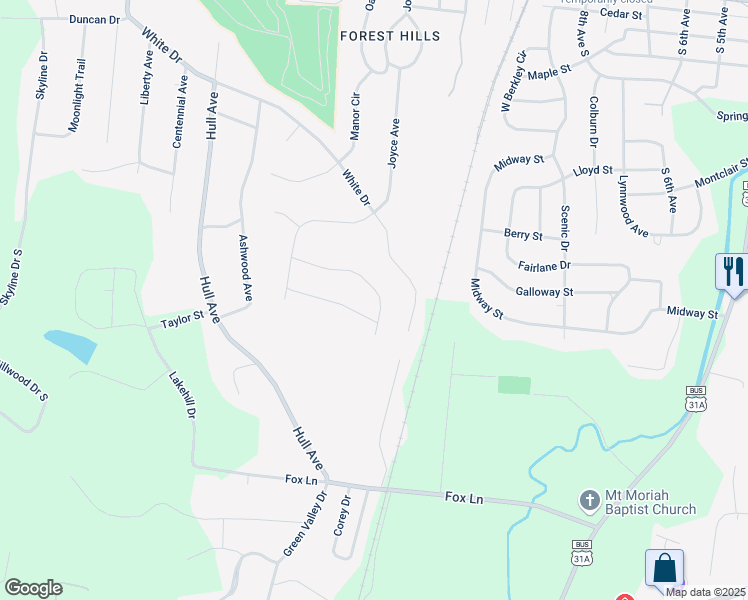map of restaurants, bars, coffee shops, grocery stores, and more near 745 Joyce Avenue in Lewisburg