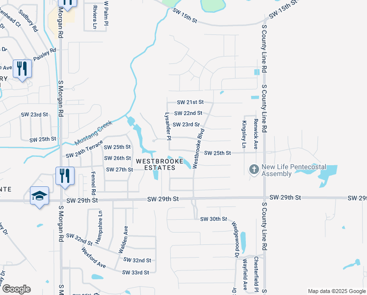 map of restaurants, bars, coffee shops, grocery stores, and more near 9313 SW 25th St in Oklahoma City