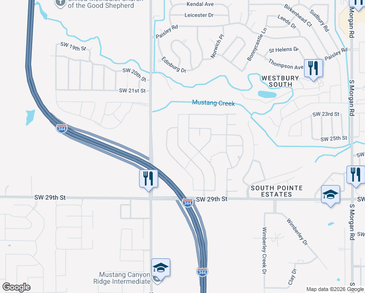 map of restaurants, bars, coffee shops, grocery stores, and more near 10608 Northwest 38th Street in Yukon