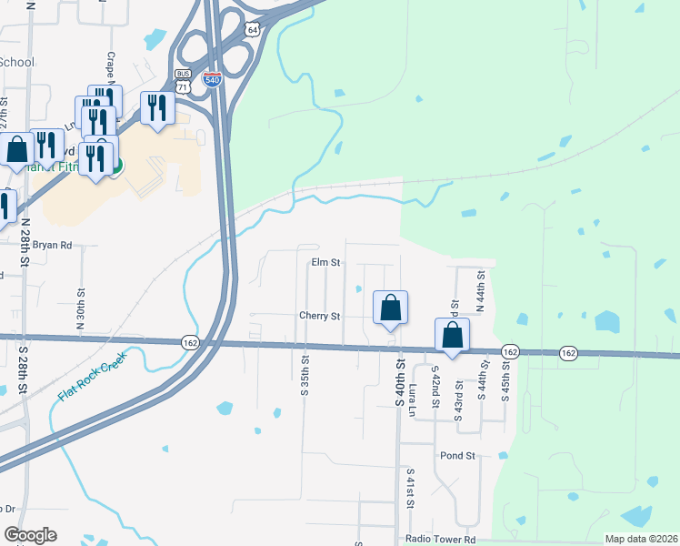 map of restaurants, bars, coffee shops, grocery stores, and more near 206 North 37th Street in Van Buren