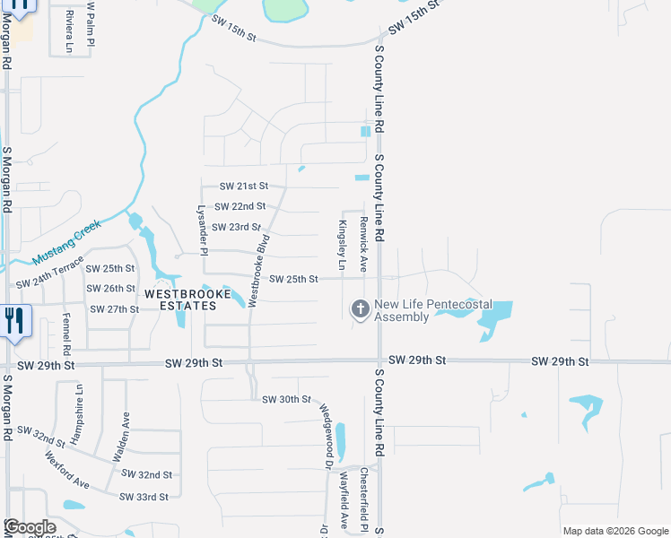 map of restaurants, bars, coffee shops, grocery stores, and more near 9104 Southwest 24th Street in Oklahoma City