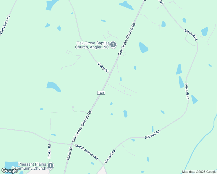 map of restaurants, bars, coffee shops, grocery stores, and more near 560 Oak Grove Church Road in Angier