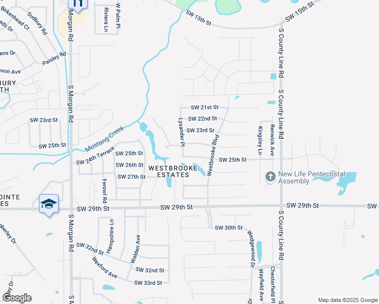 map of restaurants, bars, coffee shops, grocery stores, and more near 9313 Southwest 25th Street in Oklahoma City
