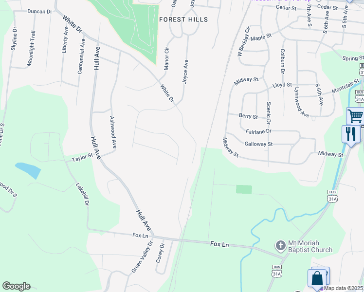 map of restaurants, bars, coffee shops, grocery stores, and more near 745 Joyce Avenue in Lewisburg