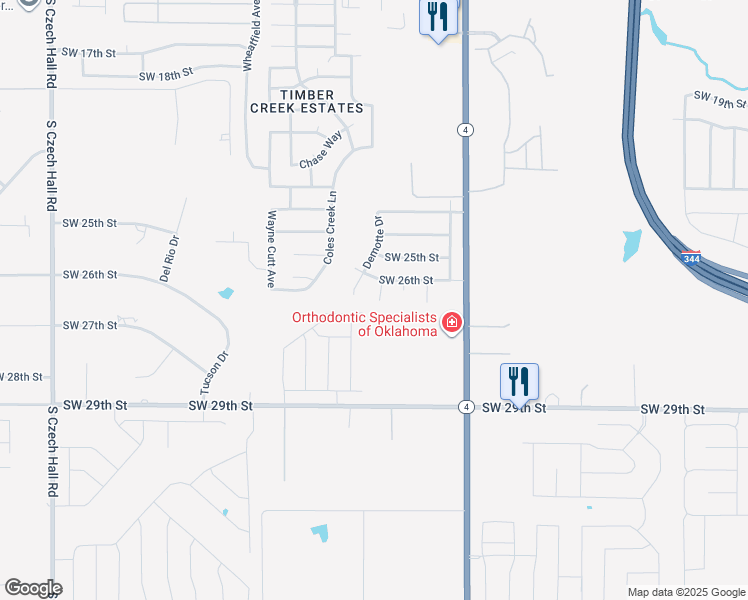 map of restaurants, bars, coffee shops, grocery stores, and more near 2712 Suger Pine Drive in Yukon