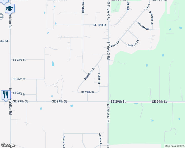 map of restaurants, bars, coffee shops, grocery stores, and more near 2666 Eisenhour Drive in Choctaw
