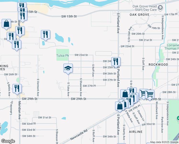 map of restaurants, bars, coffee shops, grocery stores, and more near 3913 SW 26th St in Oklahoma City