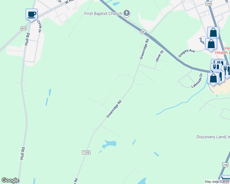 map of restaurants, bars, coffee shops, grocery stores, and more near 507 Hollywood Terrace in Snow Hill