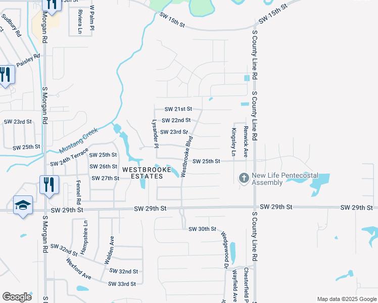 map of restaurants, bars, coffee shops, grocery stores, and more near 9224 Southwest 24th Street in Oklahoma City
