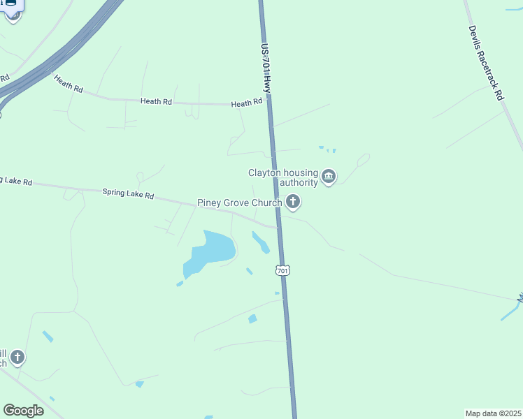 map of restaurants, bars, coffee shops, grocery stores, and more near 102 Pine Tree Lane in Four Oaks