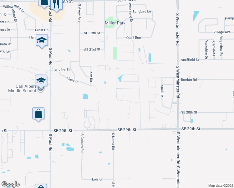 map of restaurants, bars, coffee shops, grocery stores, and more near 2302 S Webster St in Midwest City