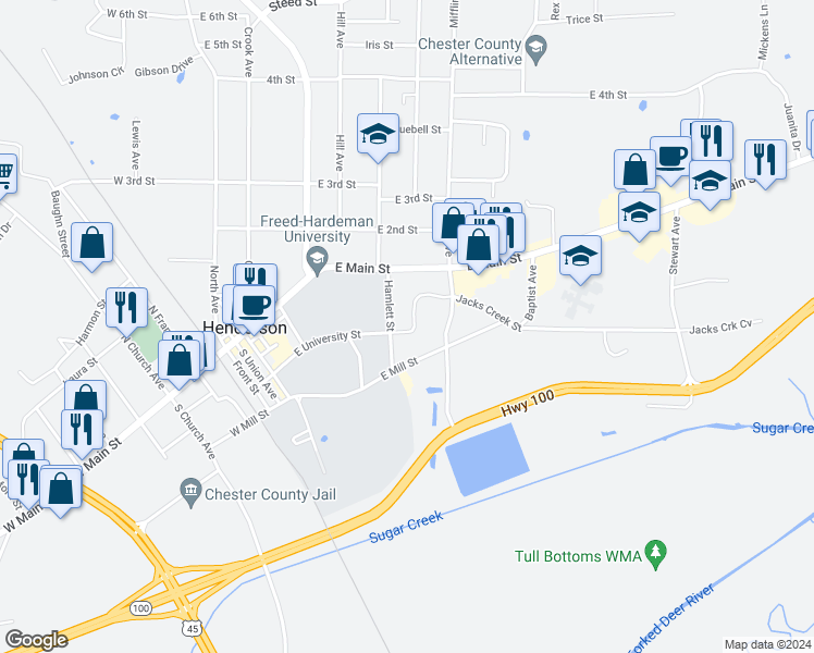 map of restaurants, bars, coffee shops, grocery stores, and more near 2 Mimosa Drive in Henderson
