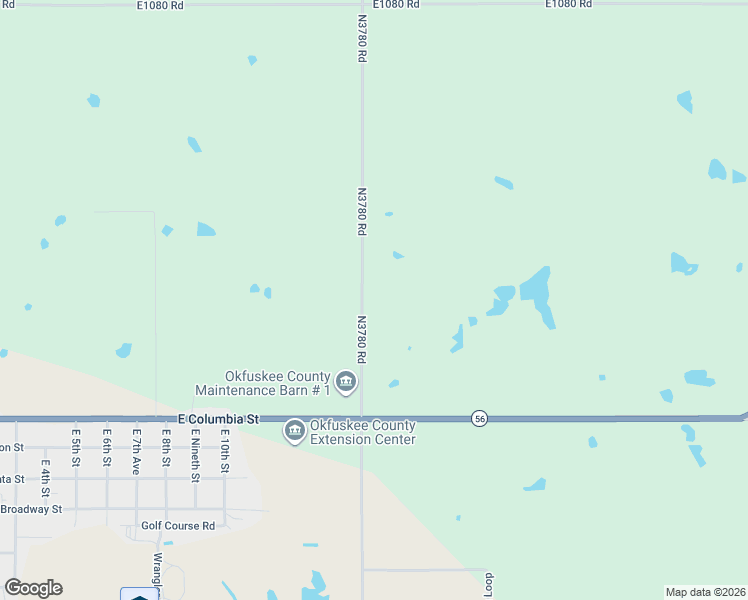 map of restaurants, bars, coffee shops, grocery stores, and more near N3780 Road in Okemah