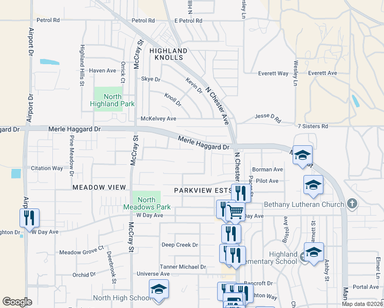 map of restaurants, bars, coffee shops, grocery stores, and more near 242 Winter Meadow Way in Bakersfield