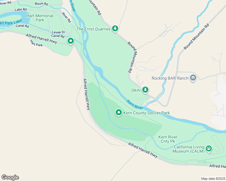 map of restaurants, bars, coffee shops, grocery stores, and more near 9400 Alfred Harrell Highway in Bakersfield
