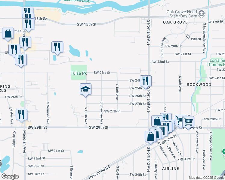 map of restaurants, bars, coffee shops, grocery stores, and more near 3913 Southwest 26th Street in Oklahoma City