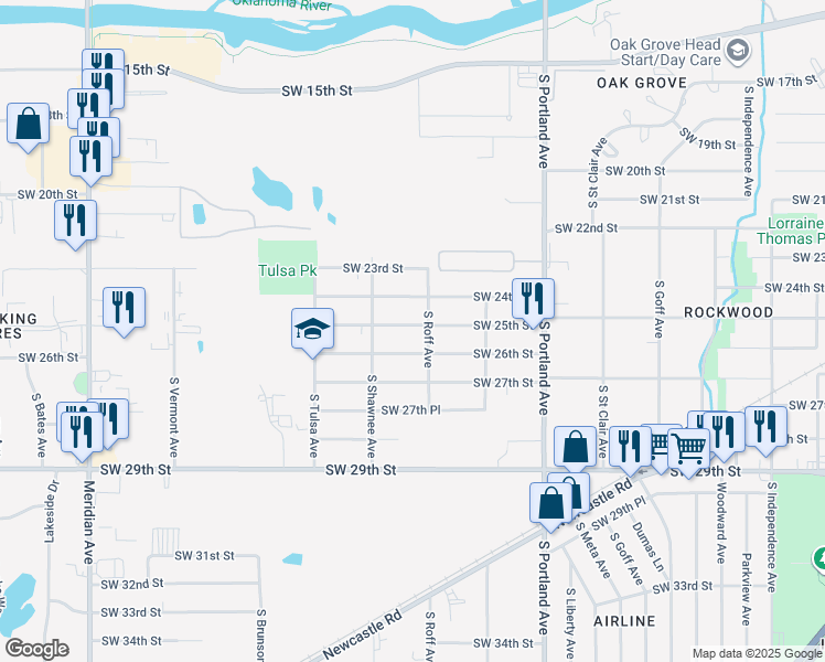 map of restaurants, bars, coffee shops, grocery stores, and more near 3913 Southwest 26th Street in Oklahoma City