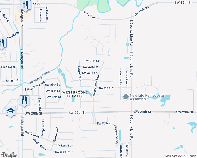 map of restaurants, bars, coffee shops, grocery stores, and more near 9224 Southwest 24th Street in Oklahoma City