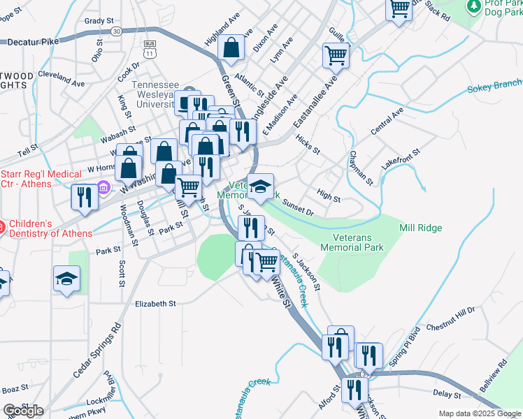 map of restaurants, bars, coffee shops, grocery stores, and more near in Athens