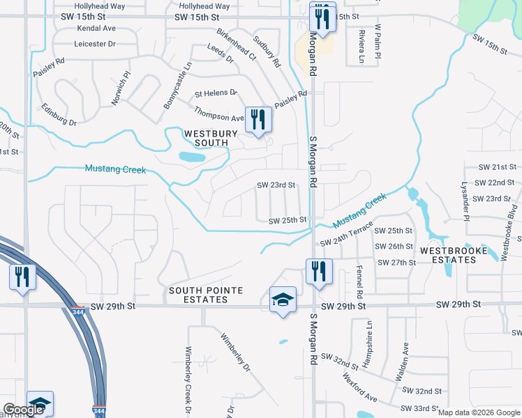 map of restaurants, bars, coffee shops, grocery stores, and more near 2413 Vintage Park Lane in Yukon