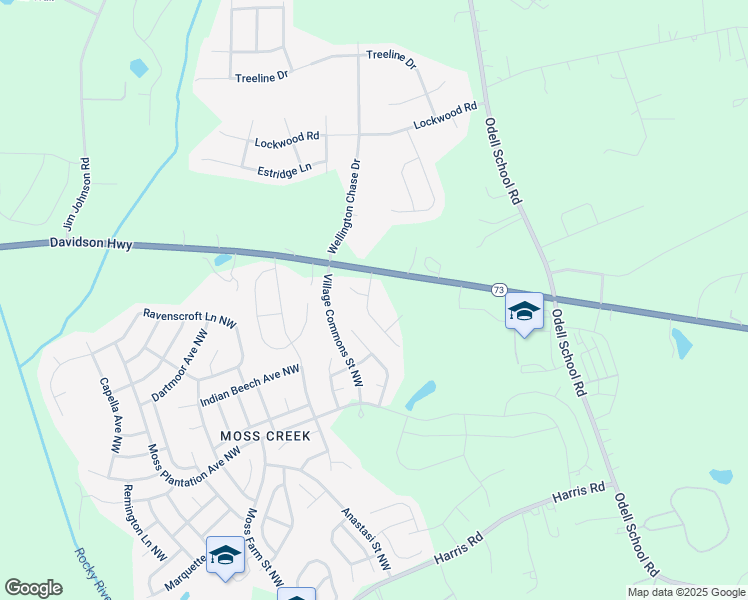 map of restaurants, bars, coffee shops, grocery stores, and more near 2033 Cypress Village Drive Northwest in Concord