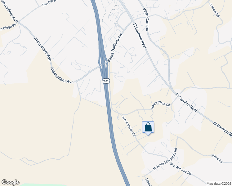 map of restaurants, bars, coffee shops, grocery stores, and more near 12250 San Antonio Road in Atascadero