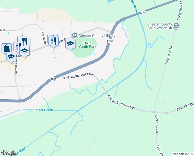 map of restaurants, bars, coffee shops, grocery stores, and more near 1315 Old Jacks Creek Road in Henderson