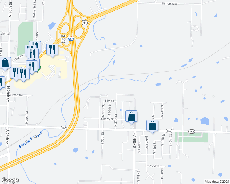 map of restaurants, bars, coffee shops, grocery stores, and more near 311 North 37th Street in Van Buren