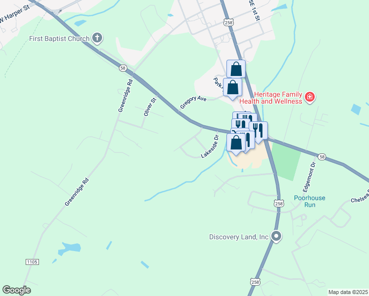 map of restaurants, bars, coffee shops, grocery stores, and more near 211 Lakeside Drive in Snow Hill