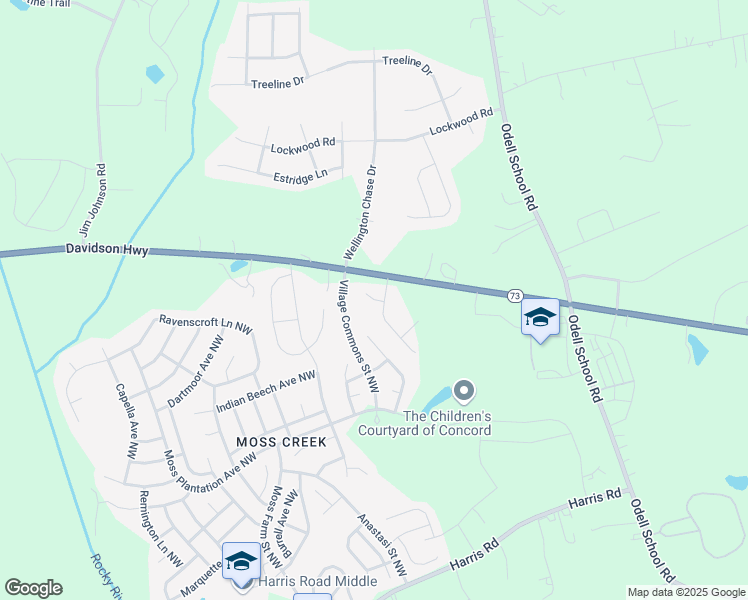 map of restaurants, bars, coffee shops, grocery stores, and more near 9404 Village View Court Northwest in Concord