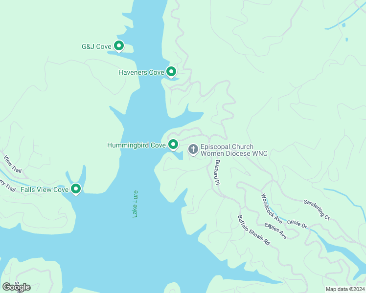 map of restaurants, bars, coffee shops, grocery stores, and more near 156 Hummingbird Cove in Lake Lure