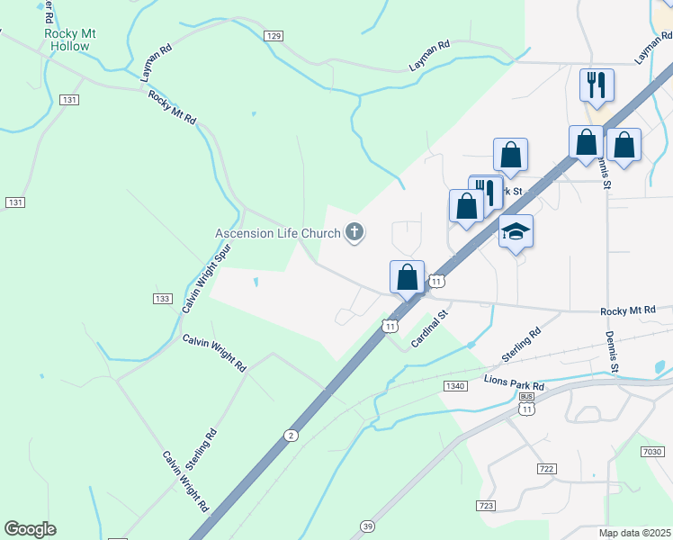 map of restaurants, bars, coffee shops, grocery stores, and more near 947 Rocky Mount Road in Athens