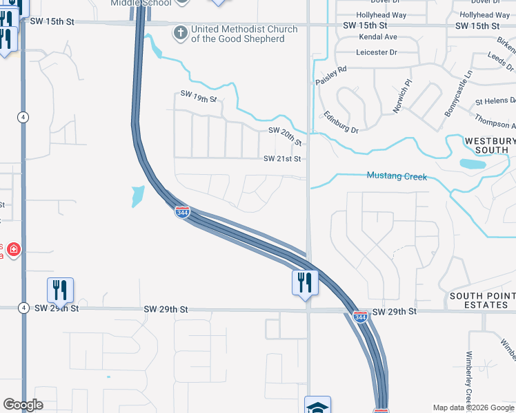 map of restaurants, bars, coffee shops, grocery stores, and more near 10709 Southwest 23rd Place in Yukon