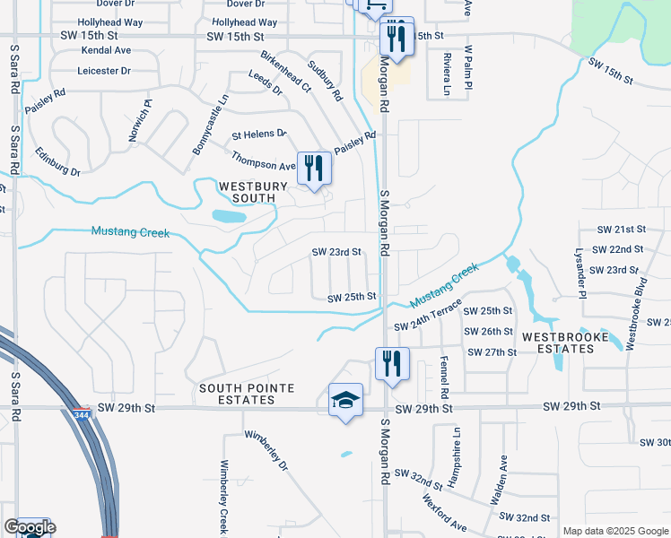 map of restaurants, bars, coffee shops, grocery stores, and more near 2413 Vintage Park Lane in Yukon