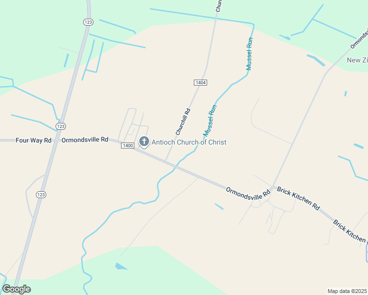 map of restaurants, bars, coffee shops, grocery stores, and more near 108 Churchill Road in Hookerton