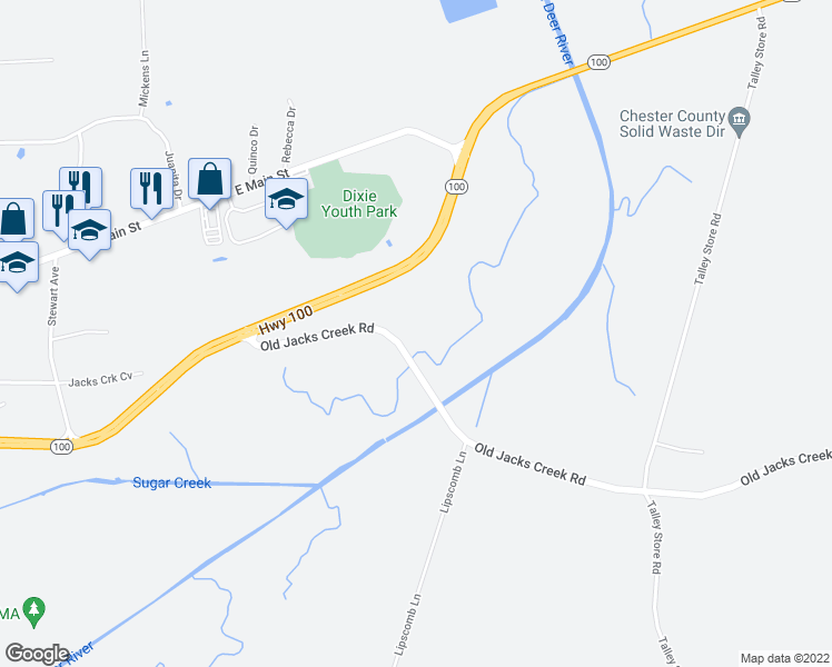 map of restaurants, bars, coffee shops, grocery stores, and more near 1315 Old Jacks Creek Road in Henderson