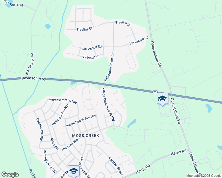 map of restaurants, bars, coffee shops, grocery stores, and more near 9404 Village View Court Northwest in Concord