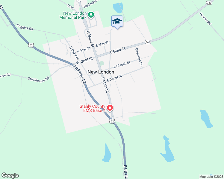 map of restaurants, bars, coffee shops, grocery stores, and more near 324 Spring Street in New London