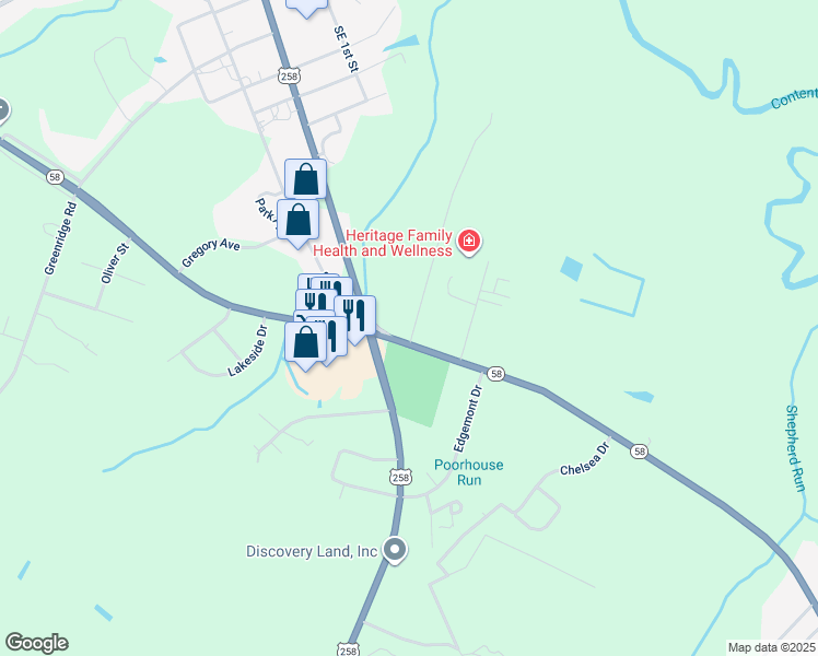 map of restaurants, bars, coffee shops, grocery stores, and more near 1108 Kingold Boulevard in Snow Hill