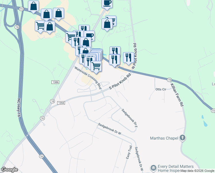map of restaurants, bars, coffee shops, grocery stores, and more near 7507 Pilot Cove Court in Denver
