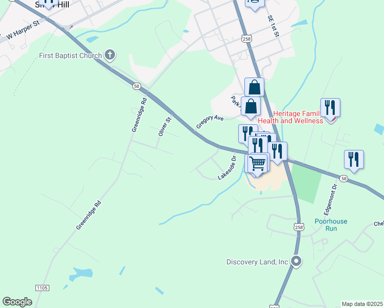map of restaurants, bars, coffee shops, grocery stores, and more near 877 Kingold Boulevard in Snow Hill