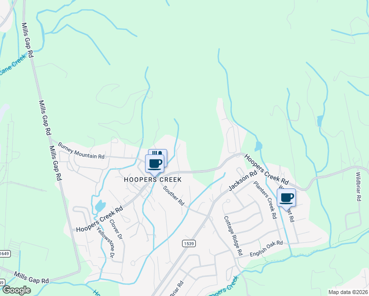 map of restaurants, bars, coffee shops, grocery stores, and more near 110 June Bug Lane in Fletcher